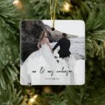 Modern Mr. och Mrs. 2 Photos-jul Julgransprydnad Keramik<br><div class="desc">Modern Mr. och Mrs. 2 Photos jul Ceramic Ornament</div>