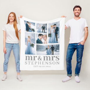 Modern MR OCH MRS 6 Photo Bröllop Keepsaké Fleecefilt