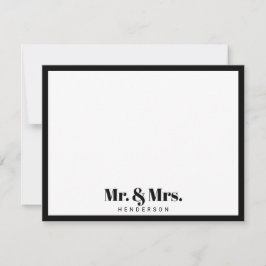 Modern Mr och Mrs. Ditt efternamn Black White Anteckningskort