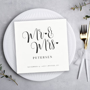 Modern Mr. och Mrs. Script elegant bröllop Pappersservett