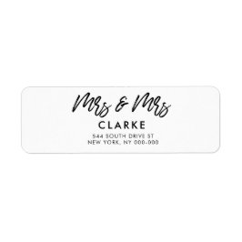 Modern Mrs & Mrs lesbisk bröllop returadress Returadress Etikett