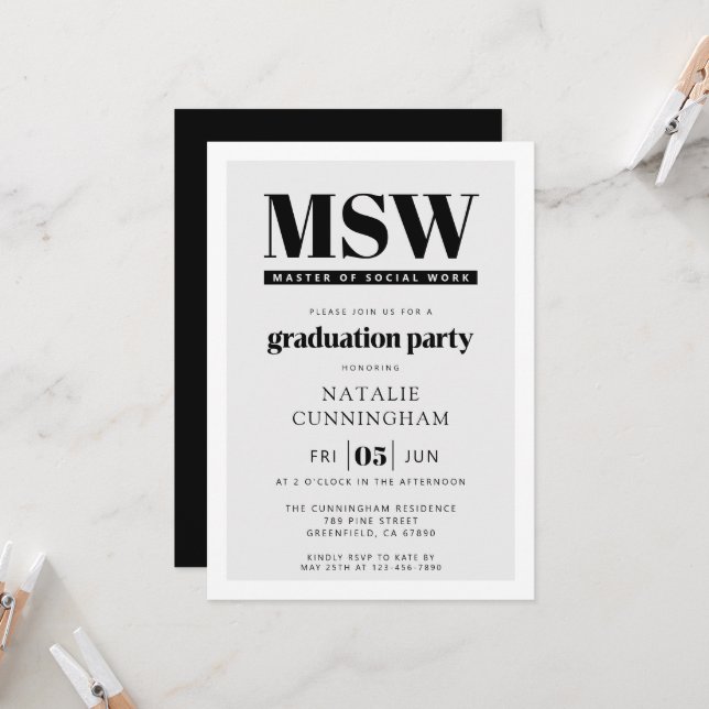 Modern MSW Master of Social Work-examen Inbjudningar (Fram/Back In Situ)