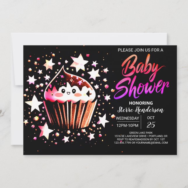 Modern muffin Editable Girl Baby Shower Inbjudningar (Framsida)