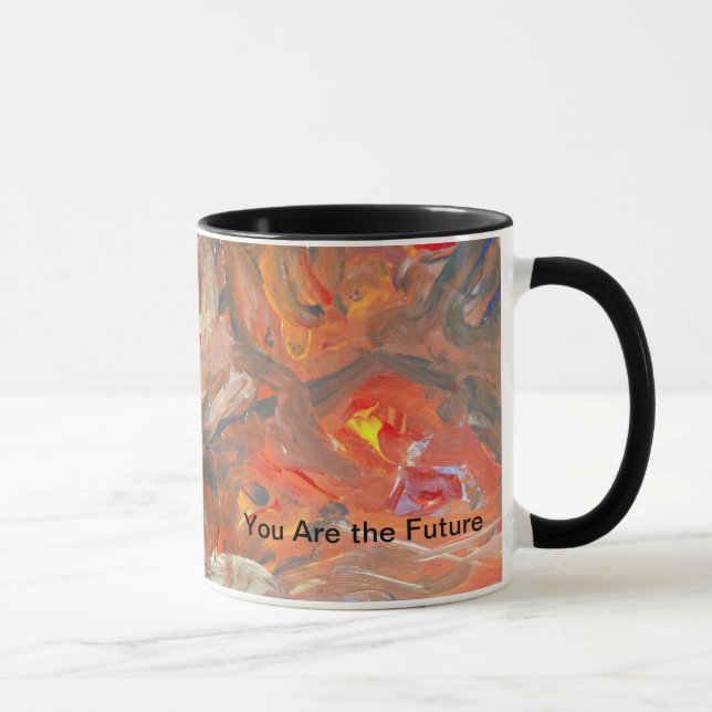 Modern mugg,blk. insida med färgstark abstrakt mugg (Höger)