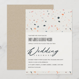 MODERN MULTI FÄRG TERRAZZO MÖNSTER WEDDING INVITE TACK KORT