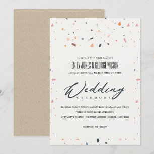 MODERN MULTI FÄRG TERRAZZO MÖNSTER WEDDING INVITE TACK KORT