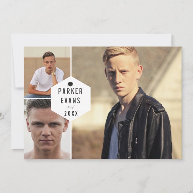 Modern Multi Photo Grad Announement Open House Inbjudningar (Framsida)