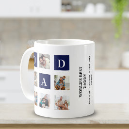 Modern multi-photo grid for dad Blue Kaffemugg