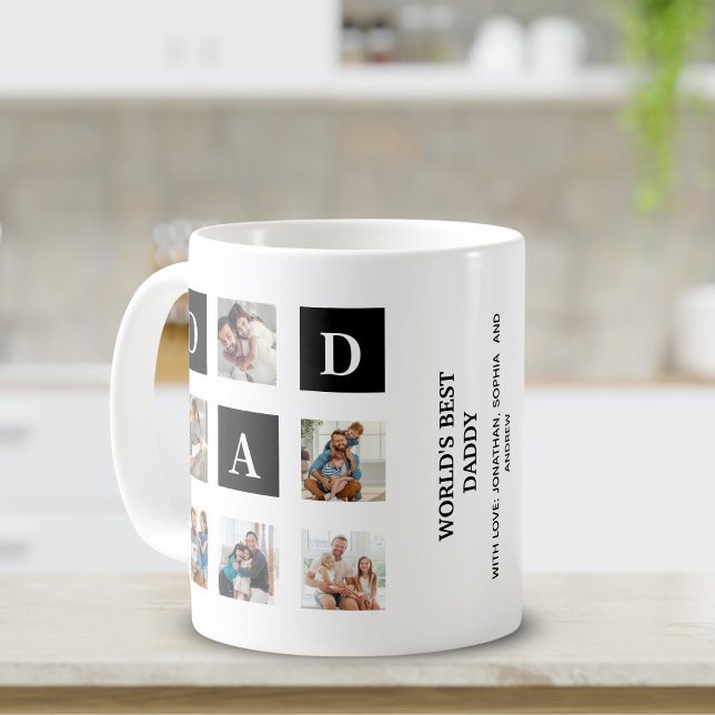 Modern multi-photo grid for dad kaffemugg (Skapare uppladdad)