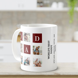 Modern multi-photo grid for dad  kaffemugg
