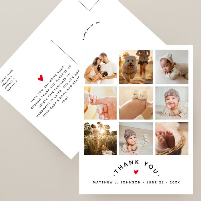 Modern Multi Photo Nyfödd bebis Family Tack Vykort (Skapare uppladdad)