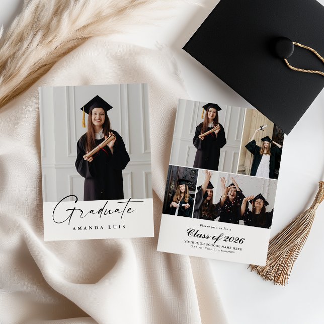 Modern Multi-Photo Studenten-inbjudan Inbjudningar (Skapare uppladdad)