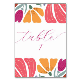 Modern Multifärgad Blommigt Bröllop-skript Bordsnummer