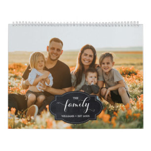 Modern multifoto-Anpassningsbar-skriptfamiljeminne Kalender