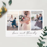Modern multifoto Collage Kärlek och tack Bröllop<br><div class="desc">Den här chicen är bara tre bröllop-fotokollage som du tackar för att du har en skarp modern stil. Vi har valt rundade hörn som standardform, men du kan enkelt ändra det till vassa hörn, eftersom det också ser bra ut med den här utformningen! Vi har gett den här minimalistdesignen ett...</div>