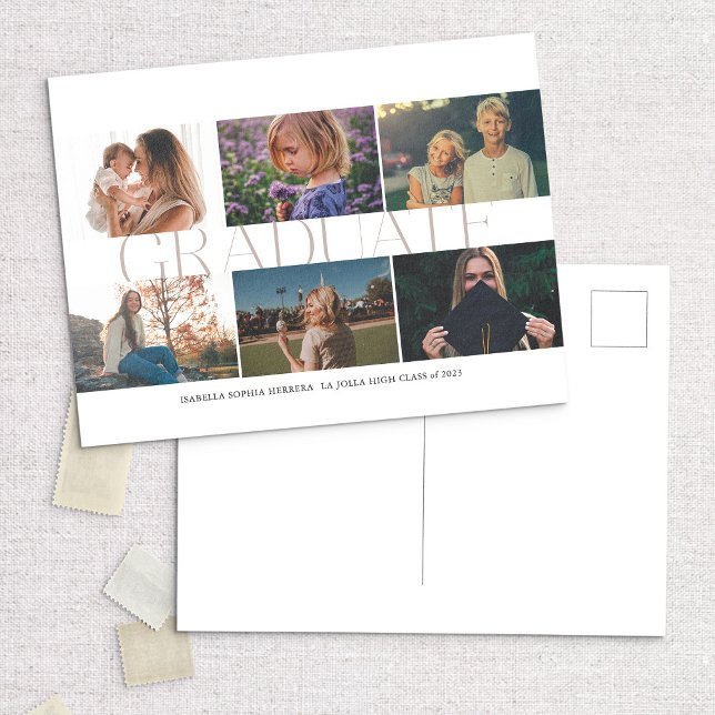 Modern multifoto då/nu Student-meddelande Vykort (Skapare uppladdad)