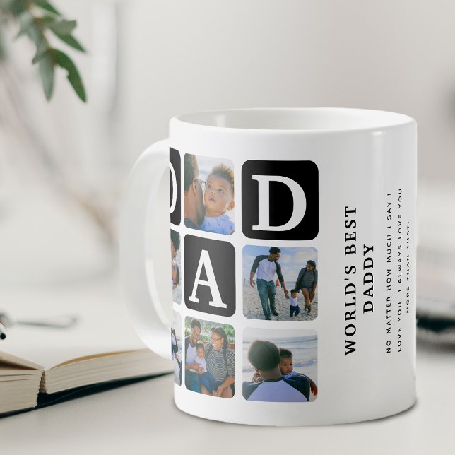 Modern multifoto Grid Cute PAPPA Gift Coffee Mugg (Modern Worlds Best Daddy Photo Collage Coffee Mug)
