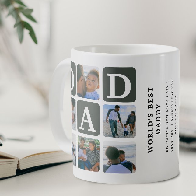 Modern multifoto Grid Cute PAPPA Gift Coffee Mugg (Skapare uppladdad)