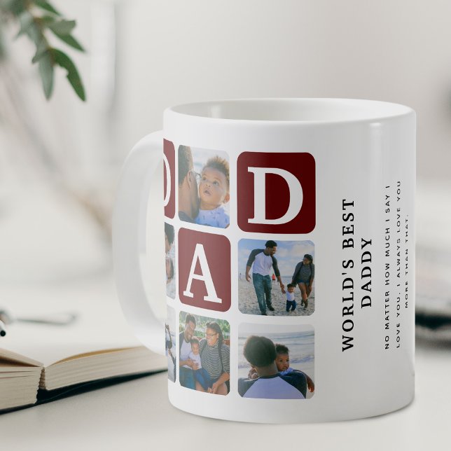 Modern multifoto Grid Cute PAPPA Gift Coffee Mugg (Skapare uppladdad)