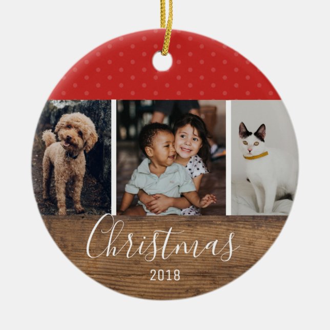 Modern multifoto med robust Chic Julgransprydnad Keramik (Framsidan)