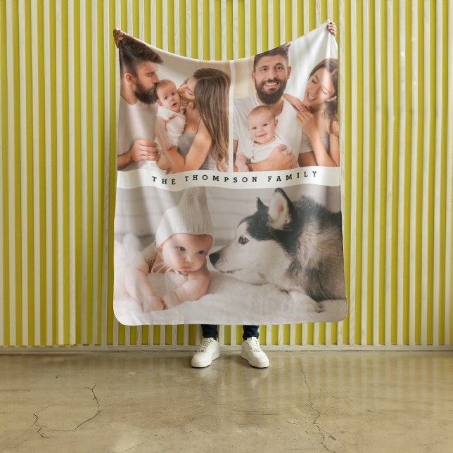 Modern multifoto-Personlig - enkel hemfamilj Fleecefilt (Personalized family photos fleece blanket.)