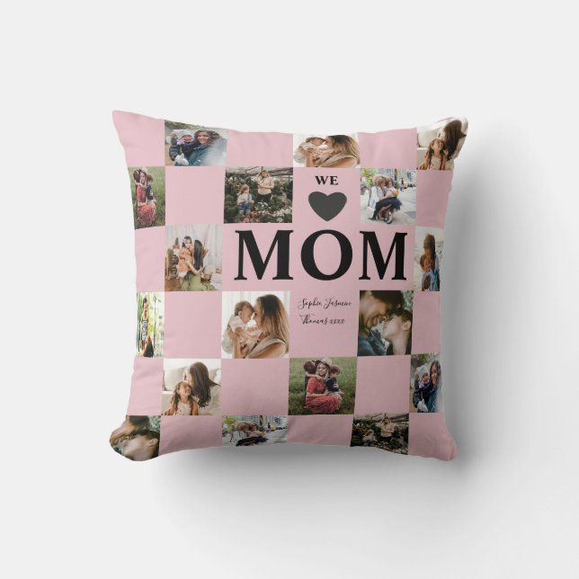 Modern multifoto-Rosa och Lila Mamma Dekorativ kud Kudde (Framsida)