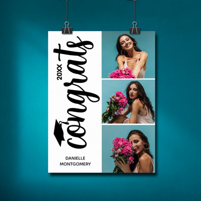 Modern multifoto-Studentfest Poster (Chic graduation multiple photo party poster - PRINTED and/or INSTANT DOWNLOAD)