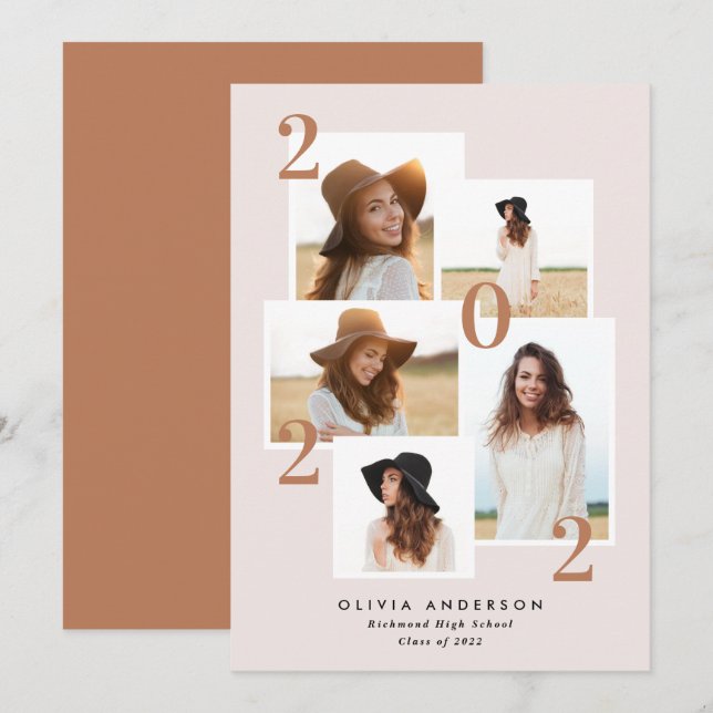 Modern multifotografisk geometrisk terracotta meddelande (Fram/baksida)