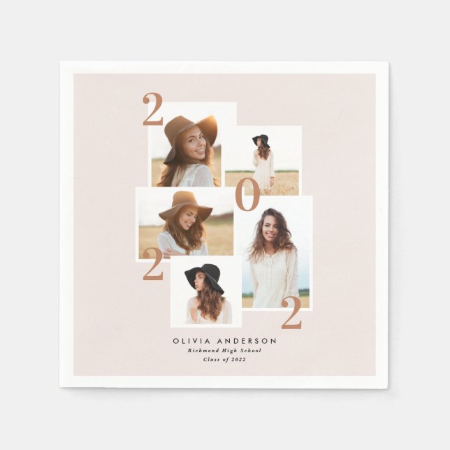 Modern multifotografisk geometrisk terracotta pappersservett (Framsidan)