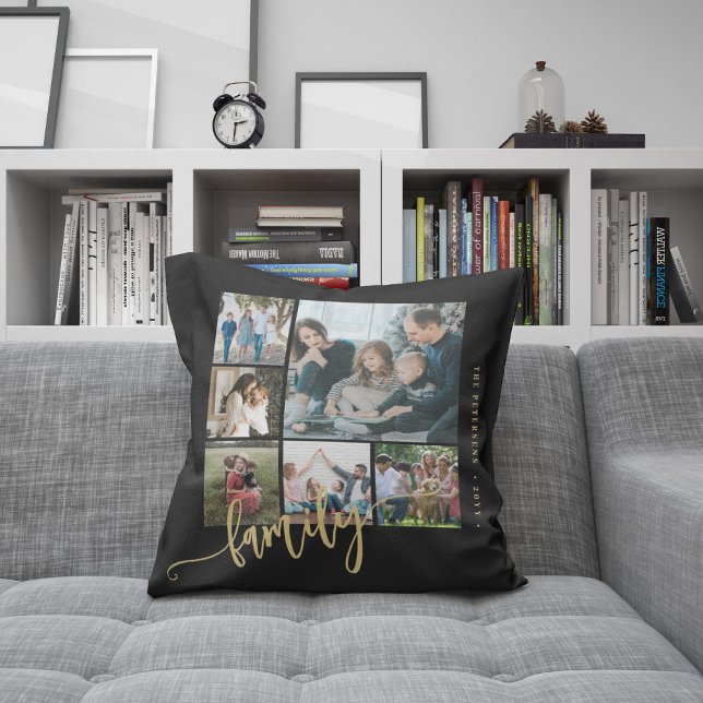 Modern multifotokollage-familjskript för flera fot kudde (Skapare uppladdad)