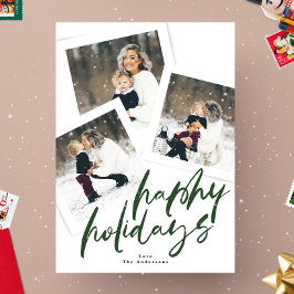 modern multifotokollage-grönt lycklig julkort