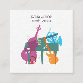 Modern multiinstrument musikaffärs-kort fyrkantigt visitkort