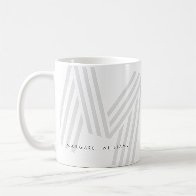 Modern multiline Monogram Brev-Personlig Kaffemugg (Vänster)