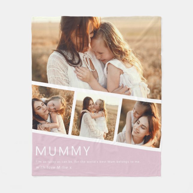 Modern Mummy Photo Strip Collage Fleece Pink (Framsidan)