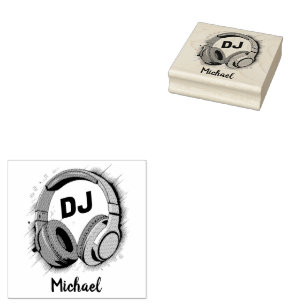 Modern Music DJ-hörlurar Personlig Namn Stämpel