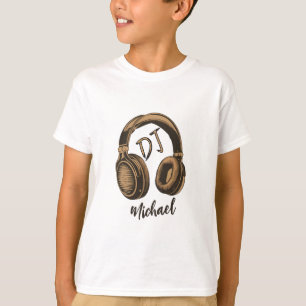 Modern Music DJ-hörlurar, vit Personlig Namn T Shirt