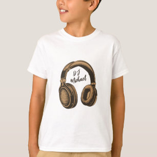 Modern Music DJ-hörlurar, vit Personlig Namn T Shirt