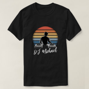 Modern Music DJ Mixer Retro Personlig Namn T Shirt