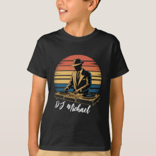 Modern Music DJ Mixer Retro Personlig Namn T Shirt