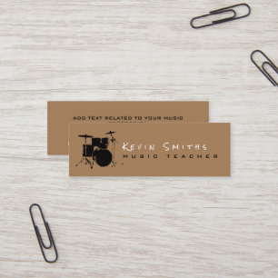 Modern Music Teacher Drummer simple Mini Visitkort