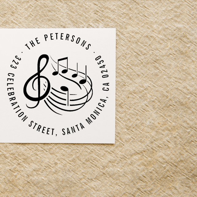 Modern Musik noter Round Namn & Returadress Självfärgande Stämpel (Skapare uppladdad)