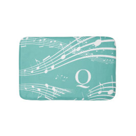 Modern Musik noter Teal Monogram Bath Mat Badrumsmatta