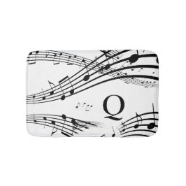 Modern Musik noter White Black Monogram Bath Mat Badrumsmatta