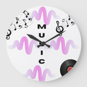 Modern Musik Väggtimme   Ljudvåg Design Stor Klocka