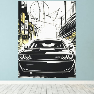 Modern muskelbil Front Pop Art-illustration Tryck