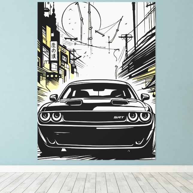 Modern muskelbil Front Pop Art-illustration Tryck (Insitu (trägolv))
