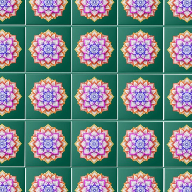 Modern muskeldekan | Blommigt Emerald Grönt Kakelplatta (modern flower wall tilesdecor)