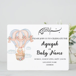Modern muslimsk Cute Girl Aqeqah-inbjudan Inbjudningar