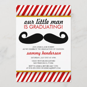 Modern Mustache Boy Studenten-inbjudan Inbjudningar