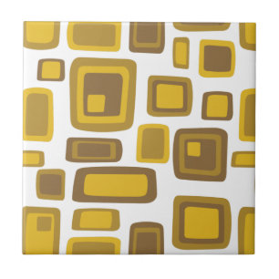Modern Mustard Guld Brown Square i mitten av århu Kakelplatta
